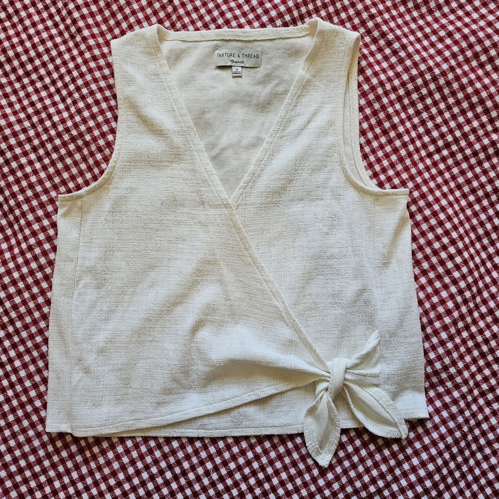 Madewell Cream Tie-Waist V-Neck Tank Top